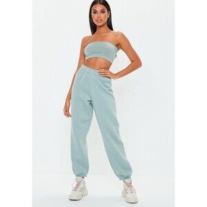 Missguided 80's Brush Back Joggers In Light Green Teal Size 2 US / 6 UK